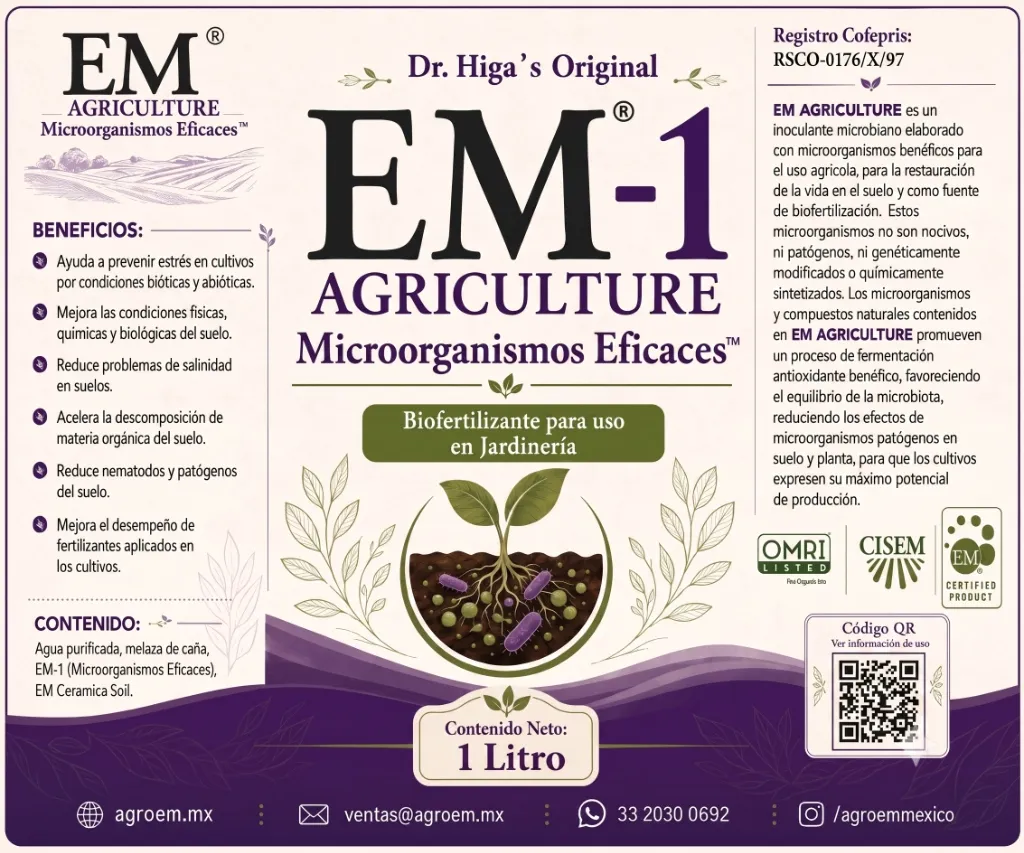Diseño de etiqueta original EM-1 Biofertilizante